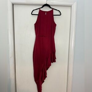 Elegant Red Asymmetrical Dress